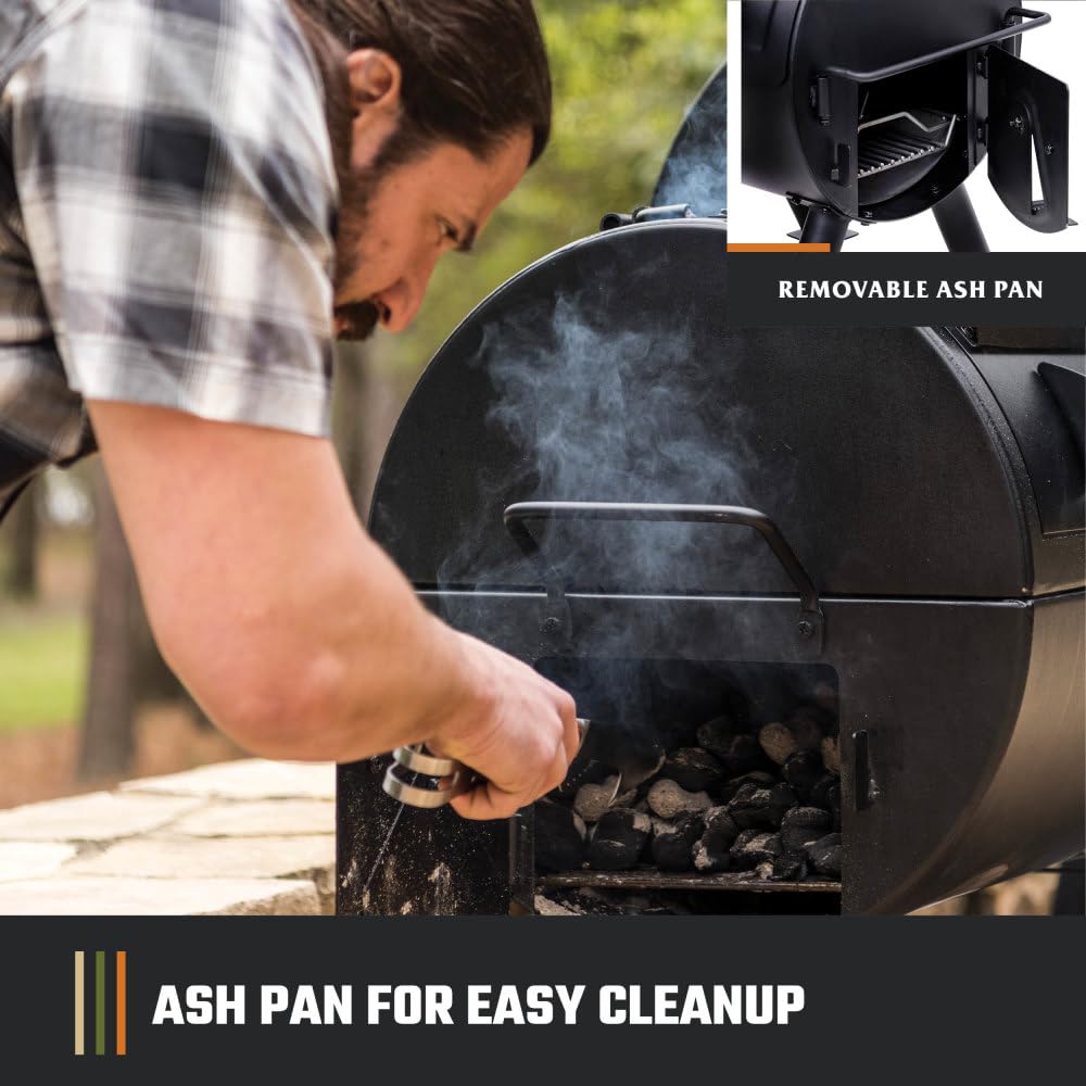 Oklahoma Joe's Canyon Combo porcelain-coated cast-iron grates retain heat.