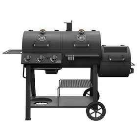 Oklahoma Joe's Canyon Combo exterior view shows dual-fuel versatility for backyard cooks.