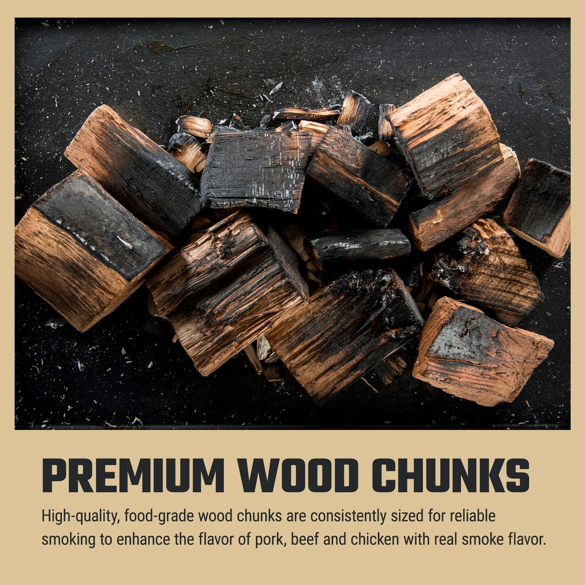Oklahoma Joe's Hickory wood chunks packaging image ready-to-use wood for grilling.