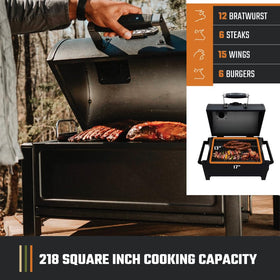 Heavy-duty steel construction supports durable outdoor grilling during camping and tailgates.