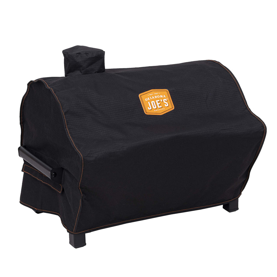 Oklahoma Joe's Rambler Tabletop Grill Cover provides fade and water resistance for outdoor grilling.