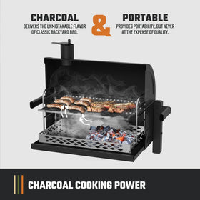 Thick cast-iron grates retain heat for bold sear marks on meats.