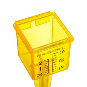 Okllen rain gauge weather resistant plastic withstands outdoor conditions.