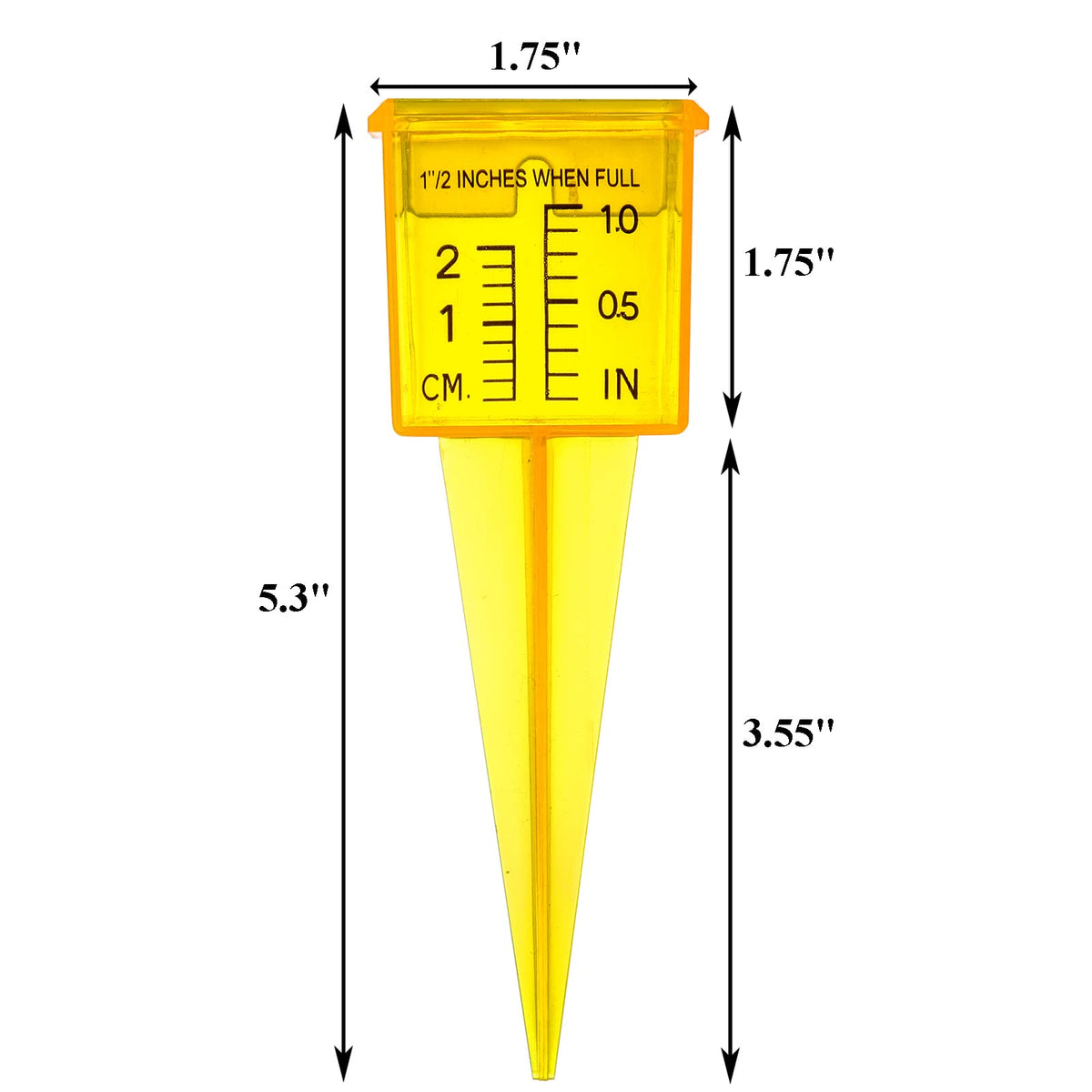 Okllen rain gauge yellow transparent housing enhances visibility of rainfall levels.