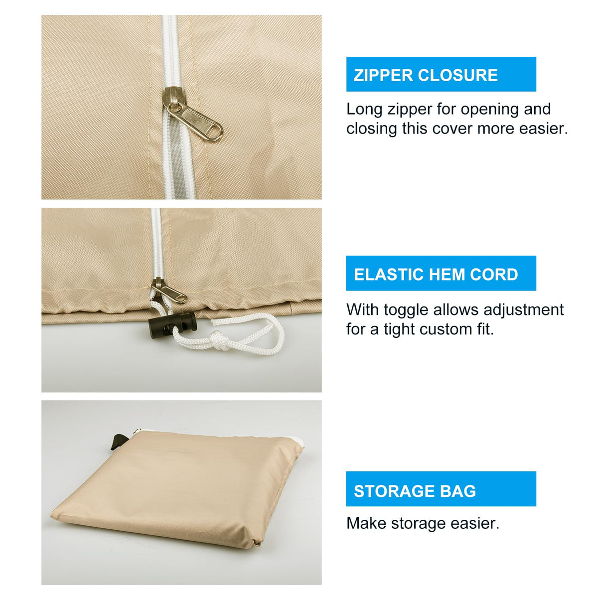 OKPOW zipper-closure image highlights easy access and secure fit for windy days.