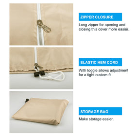 OKPOW zipper-closure image highlights easy access and secure fit for windy days.