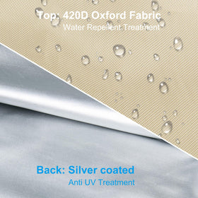 OKPOW durable fabric image highlights fade resistance under sun.