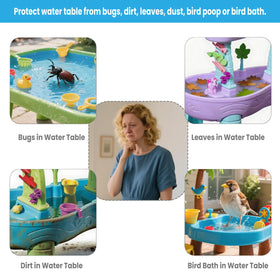 OKPOW table cover is easy to wipe clean after messy water play sessions