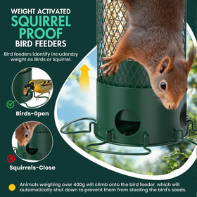 Olaiti weight-activated mechanism deters squirrels while birds feed
