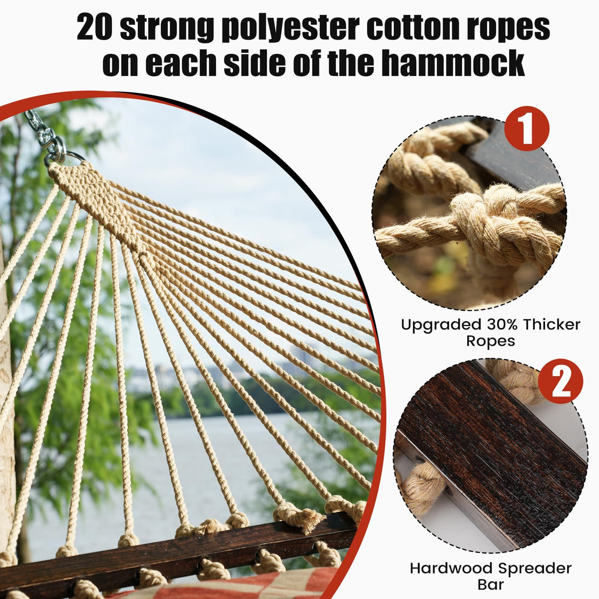 OLALACOZY outdoor hammock set for patios, gardens, and poolside moments.