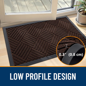 OLANLY all-weather mat withstands rain and sun for year-round use.