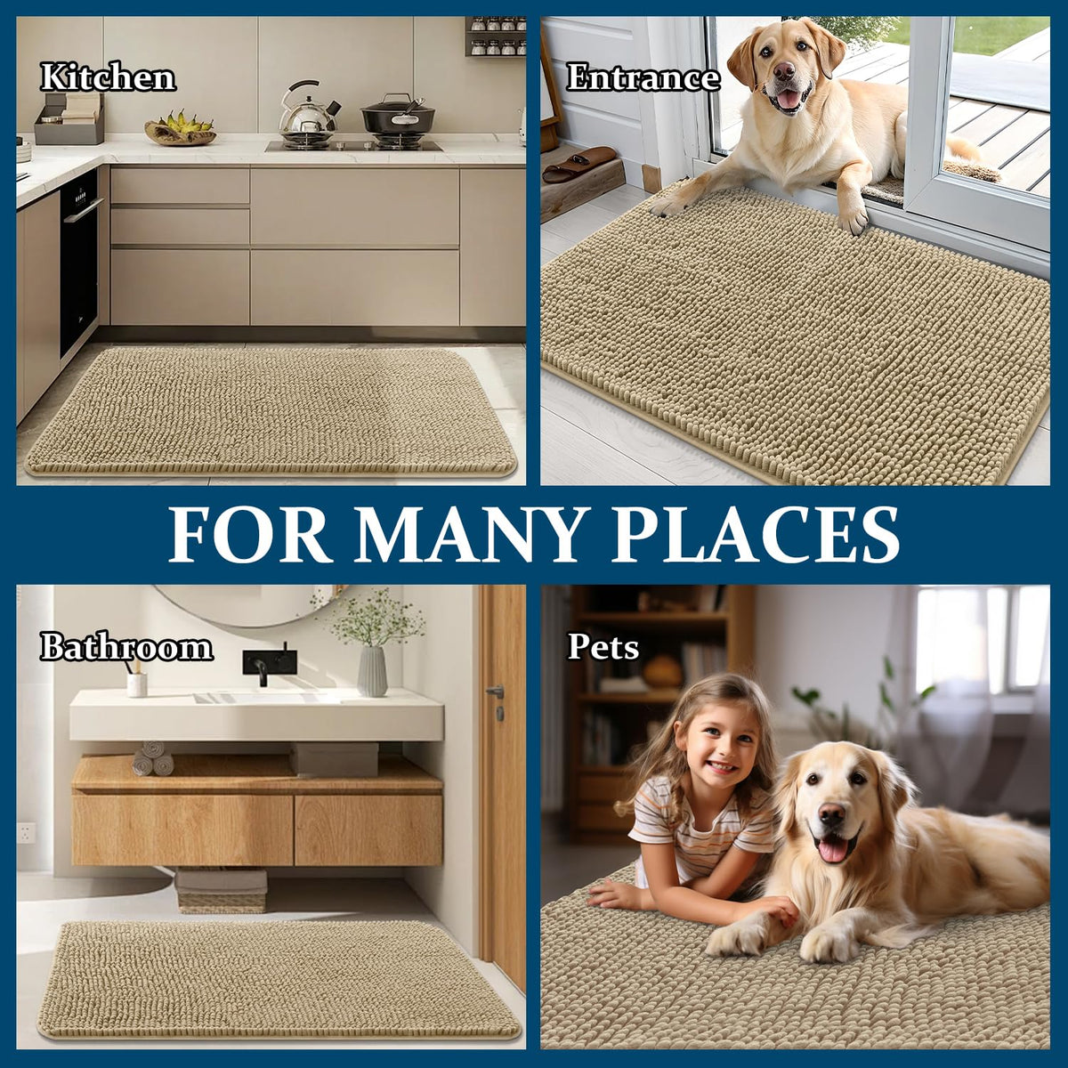 OLANLY beige entry mat adds subtle style while trapping dirt.