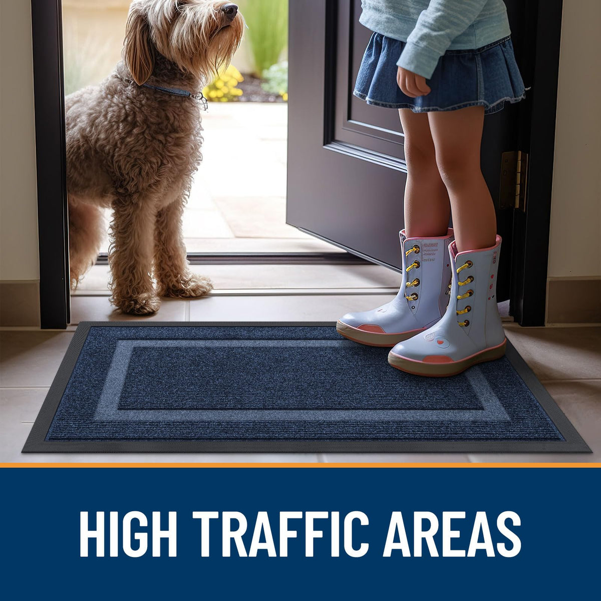 OLANLY blue 36x24 mat with protective entryway presence.
