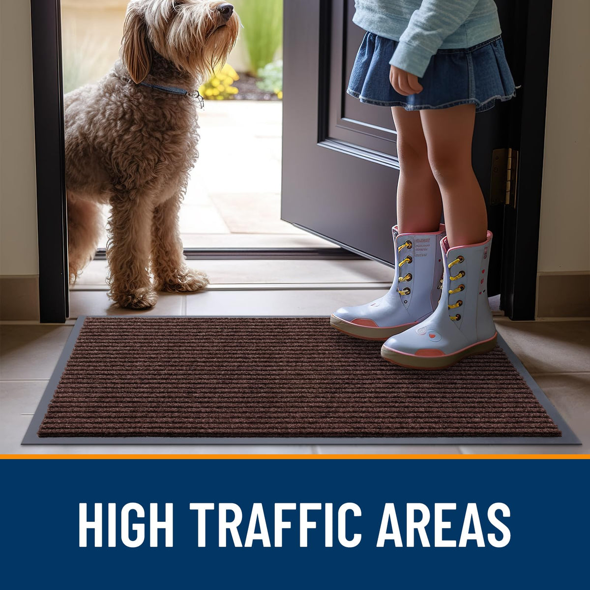 OLANLY brown front porch door mat adds timeless entryway style