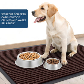 OLANLY brown stripe pattern doormat adds modern style to entryways.
