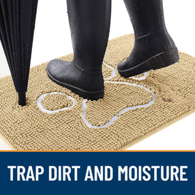 OLANLY chenille soft pile absorbs moisture for muddy paws at the door.