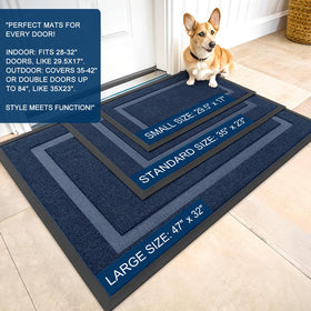 OLANLY dirt-capture weave topside hides debris at entryways.