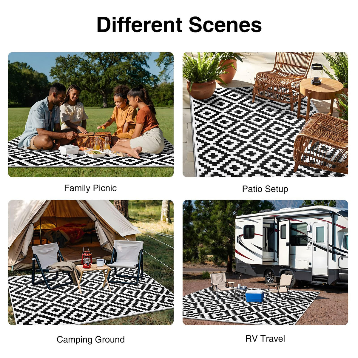 OLANLY plastic straw rug resists spills while dirt stays on top for easy cleaning.
