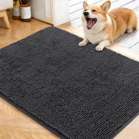 OLANLY dog door mat with soft chenille for cozy entryway comfort.