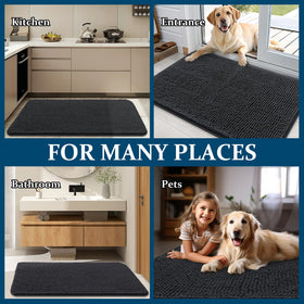 OLANLY dog door mat dark grey finish complements modern home decor.
