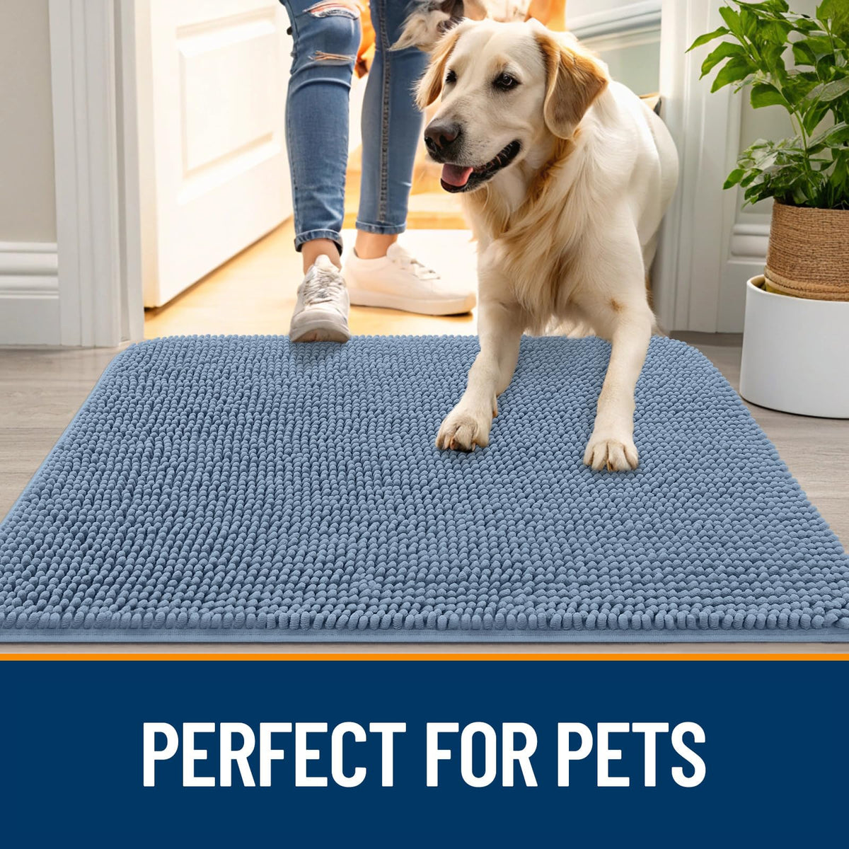 OLANLY entryway mat traps dirt at the doorstep, reducing mess.