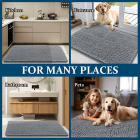 OLANLY mat stays in place under bowls after baths to reduce mess.
