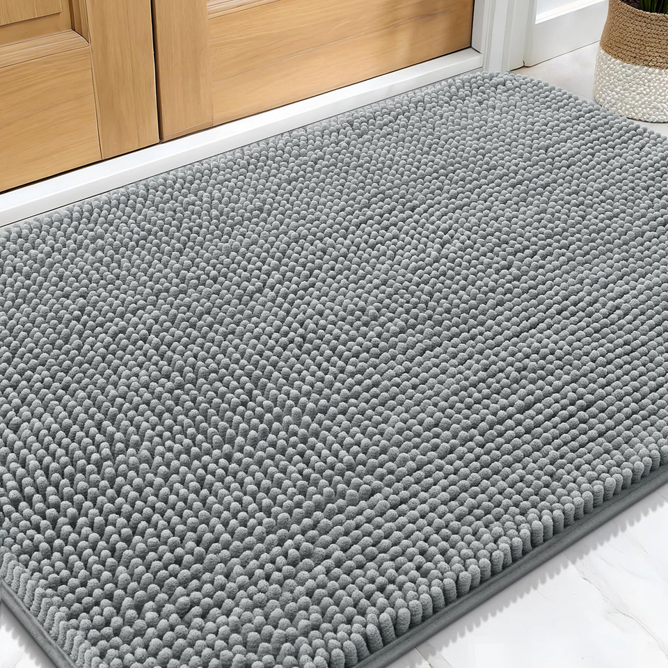 OLANLY dog door mat with muddy paws 34x21 absorbs moisture for a cleaner entry