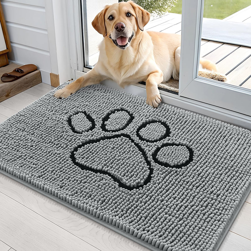 OLANLY dog door mat with muddy paws traps moisture and dirt at the doorway