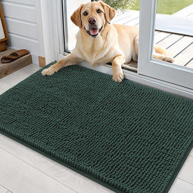 OLANLY dog door mat with muddy paws at entry, captures moisture.