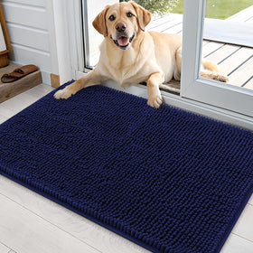 OLANLY dog door mat with muddy paws at entrance, absorbs moisture to keep floors clean