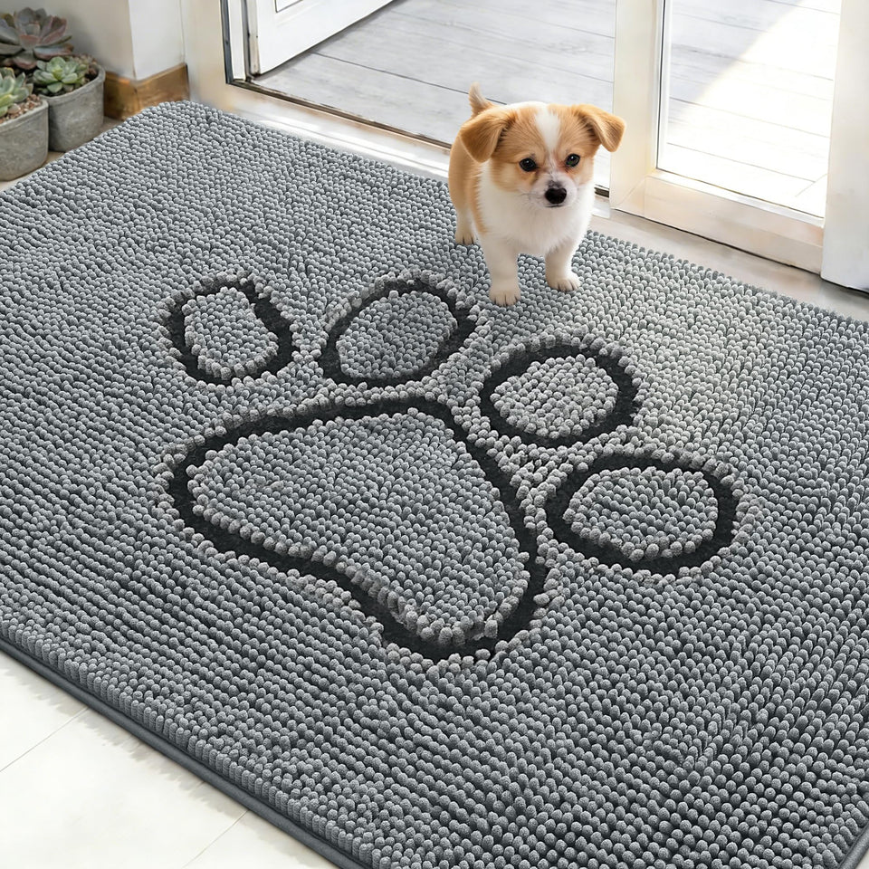 OLANLY dog door mat muddy paws 48x30 keeps dirt off floors and dries quickly.