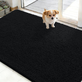 OLANLY Dog Door Mat closeup showing plush chenille softness and moisture absorption.