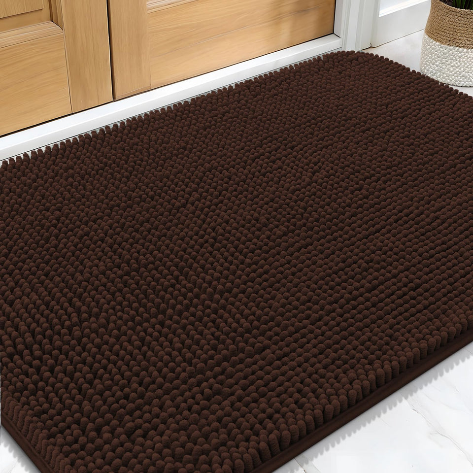 OLANLY dog door mat with soft chenille for cozy entry comfort and warmth.