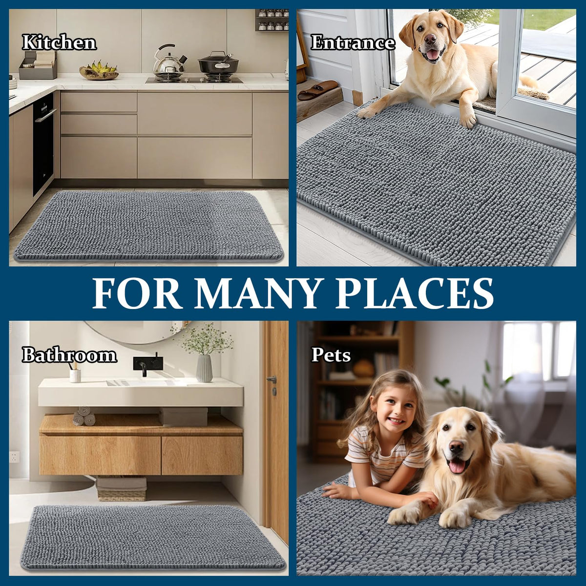 OLANLY dog mat under bowls shows versatile use at feeding areas