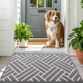 OLANLY grey mat with modern geometric texture for contemporary interiors