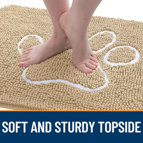 OLANLY low-profile mat fits under doors without catching.