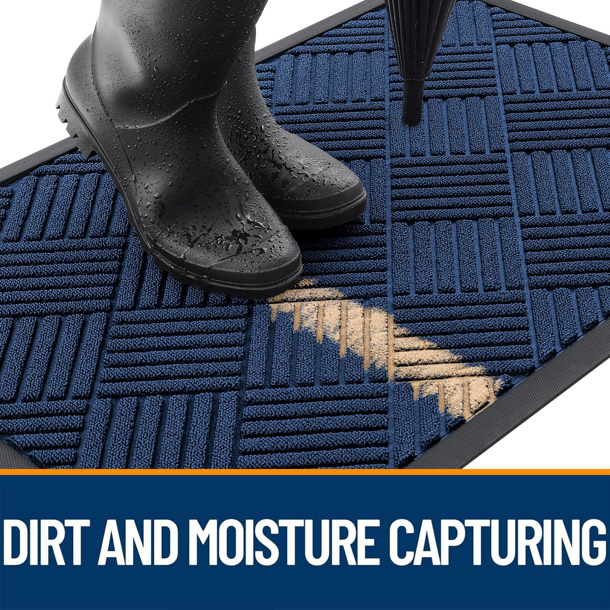 OLANLY door mat with natural rubber backing for non-slip grip.