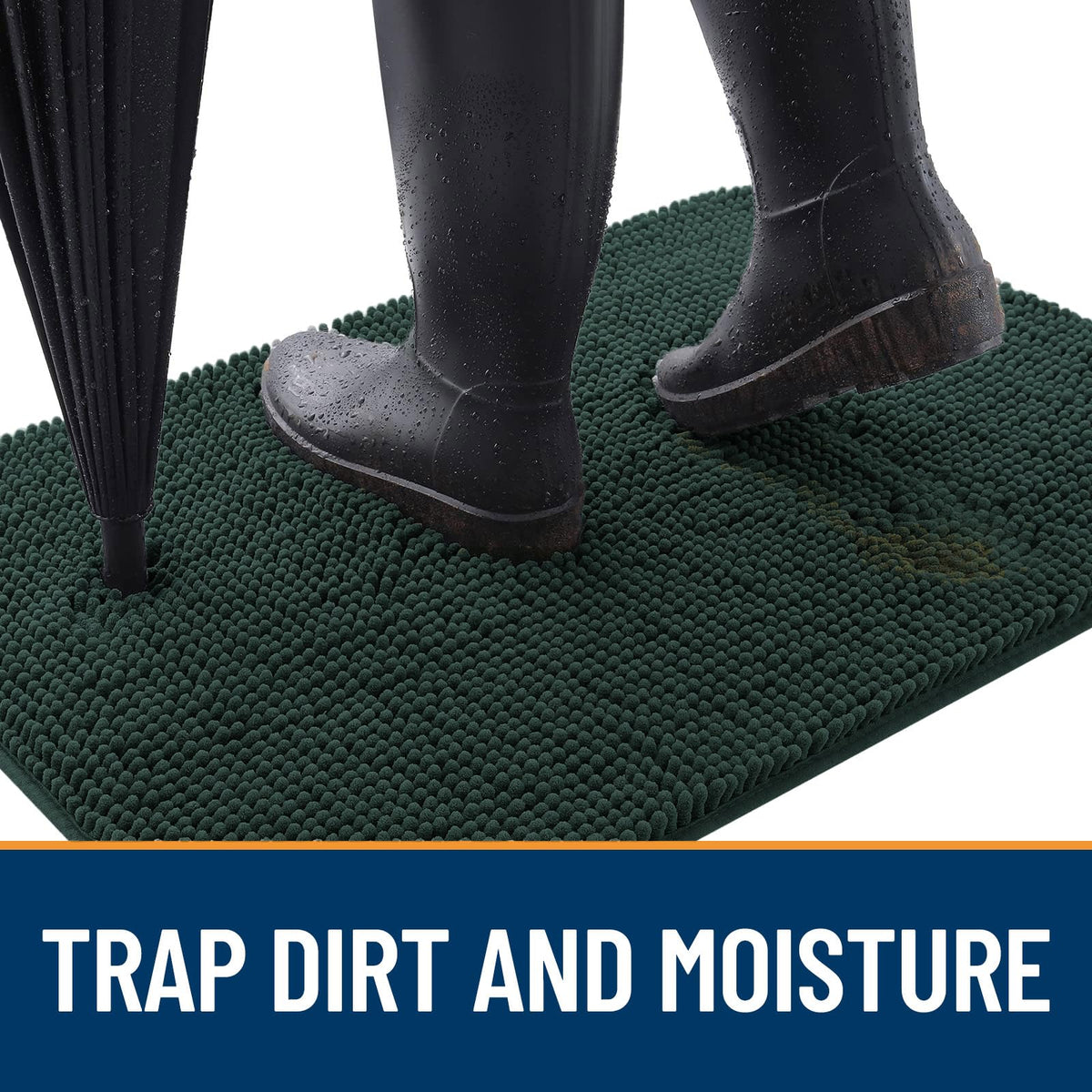 OLANLY door mat with non-slip rubber base prevents shifting