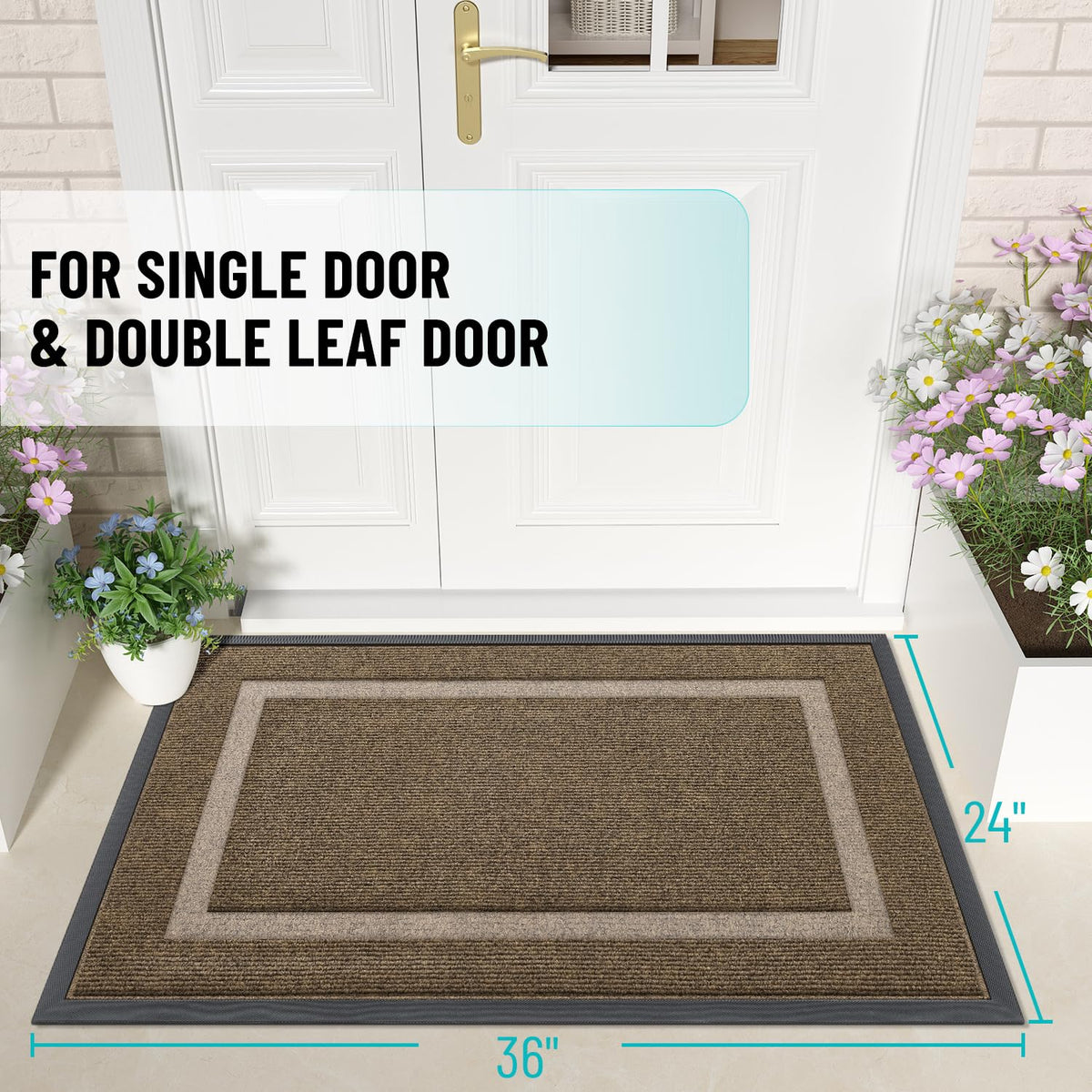 OLANLY Door Mat close-up shows woven top surface capturing moisture and debris