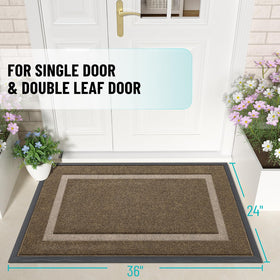 OLANLY Door Mat close-up shows woven top surface capturing moisture and debris