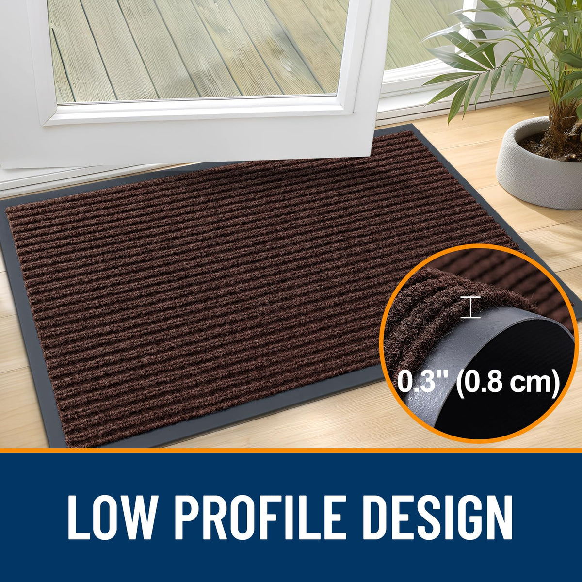 OLANLY doormat with non-slip backing stays in place in busy entryways