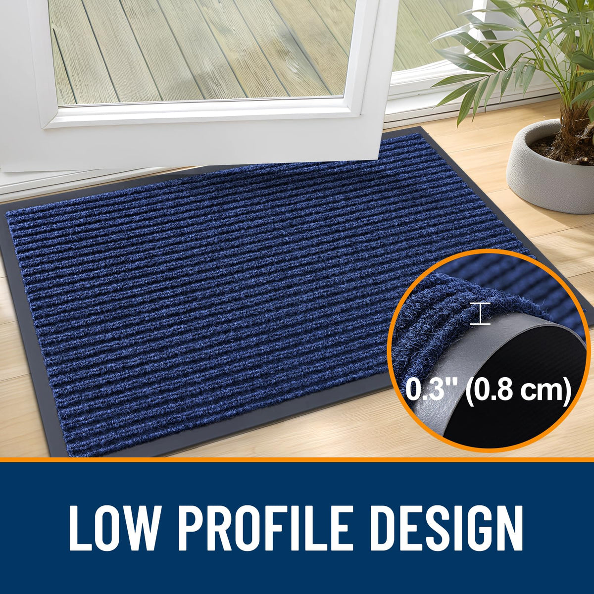 OLANLY doormat with non-slip backing stays in place on any floor.