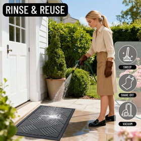 OLANLY easy-care mat can be shaken, vacuumed, or rinsed for quick maintenance.