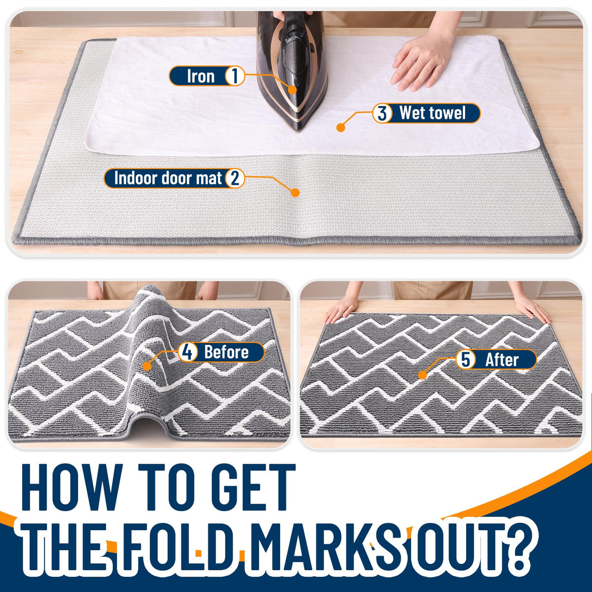 OLANLY dirt-resistant mat captures debris at the threshold.