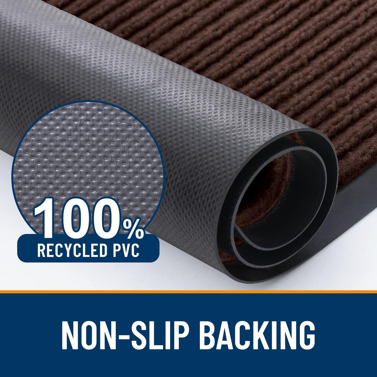 OLANLY fade-resistant low-profile mat fits under doors without snagging.