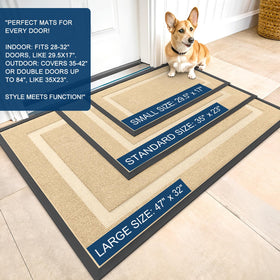 OLANLY front door mat beige heavy-duty natural rubber backing provides durability and stability.