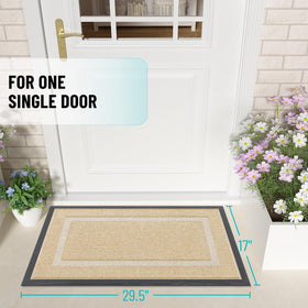 OLANLY front door mat beige deep grooves trap mud and dampness, preventing tracked mess.