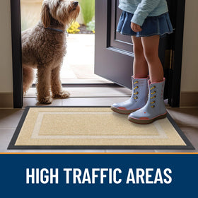 OLANLY front door mat beige easy-care cleaning keeps entrances welcoming.