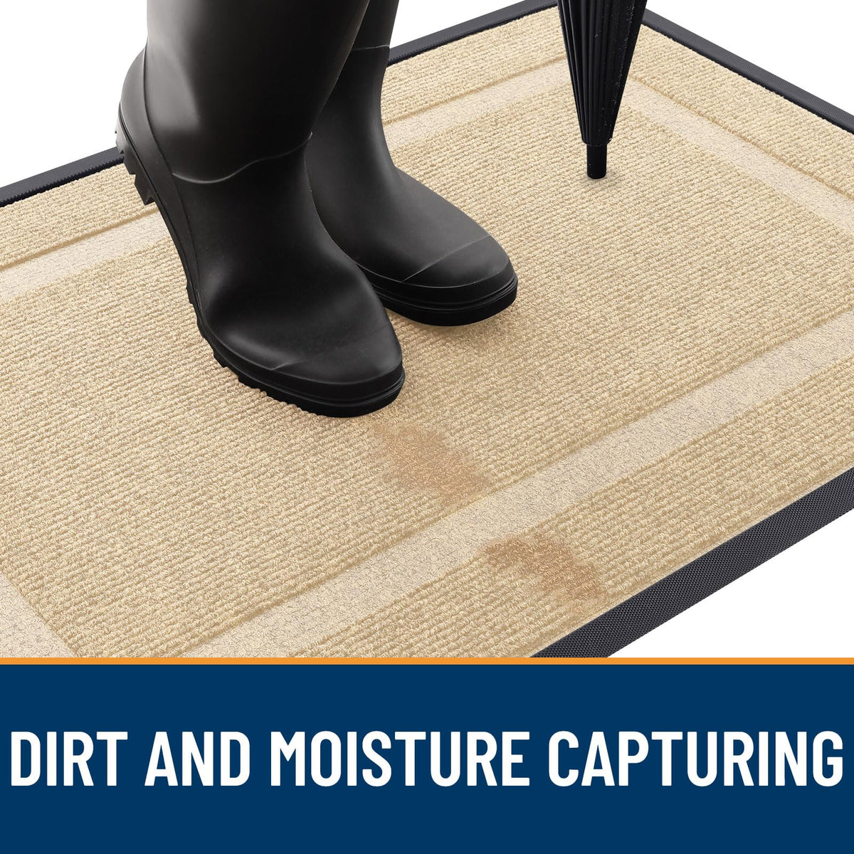 OLANLY front door mat beige fade and stain resistance supports long outdoor or indoor use.