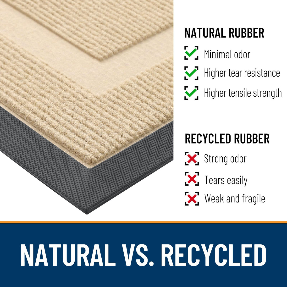 OLANLY front door mat beige low-profile design slides under doors smoothly.